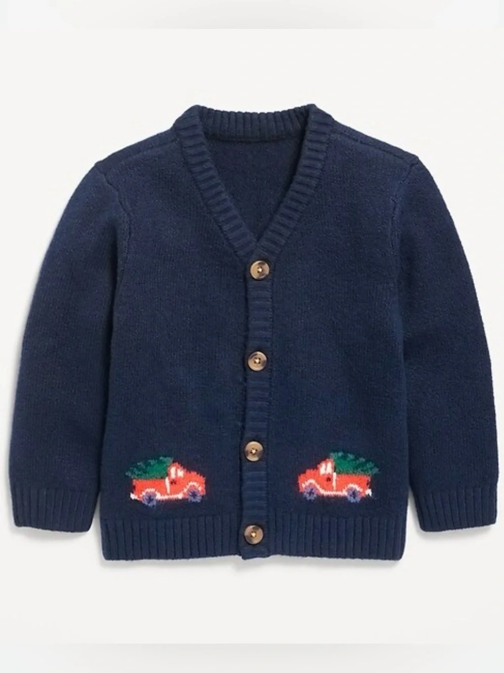 NEW | Navy Button-Front Cardigan with Red Truck | PineTree | Old Navy | 18-24M